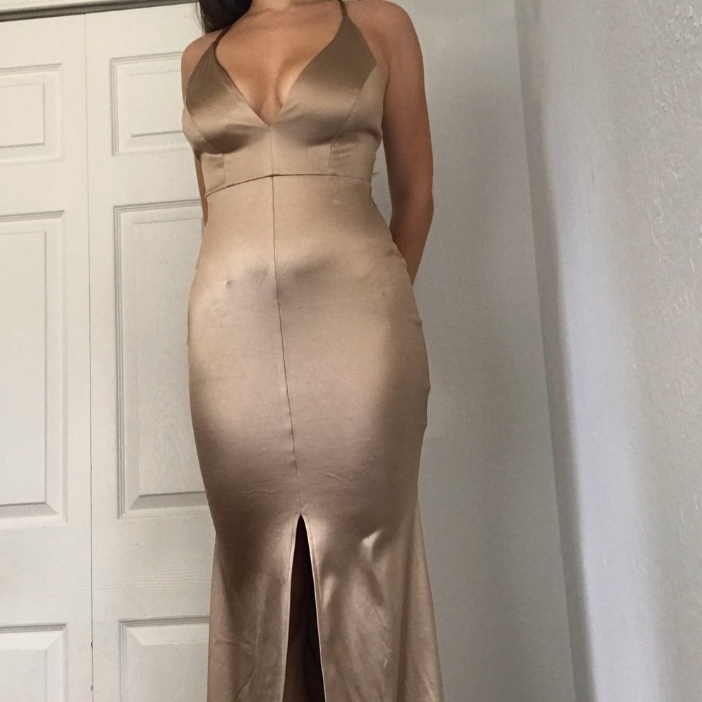 Gold full length dress from Fashion Nova